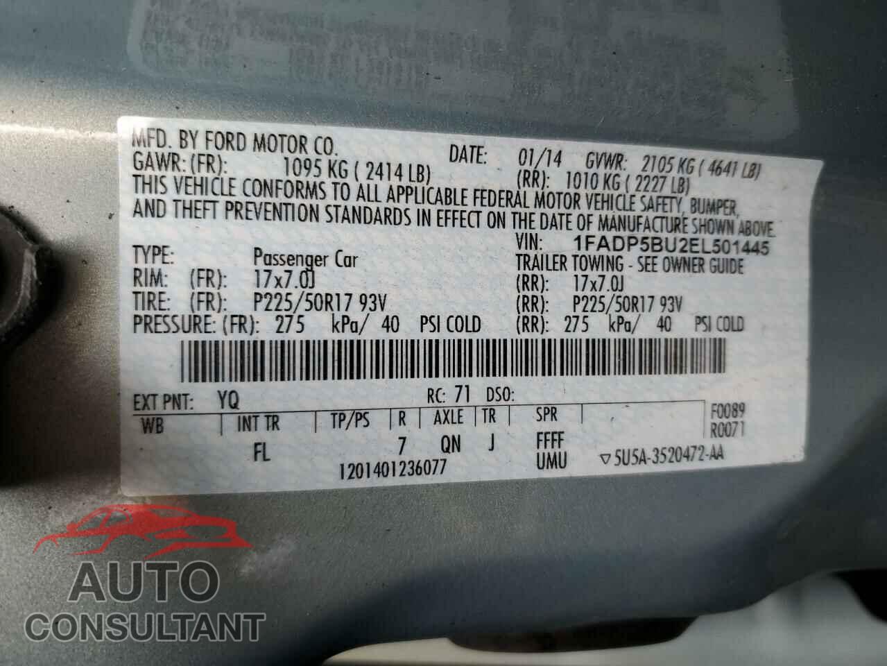 FORD CMAX 2014 - 1FADP5BU2EL501445