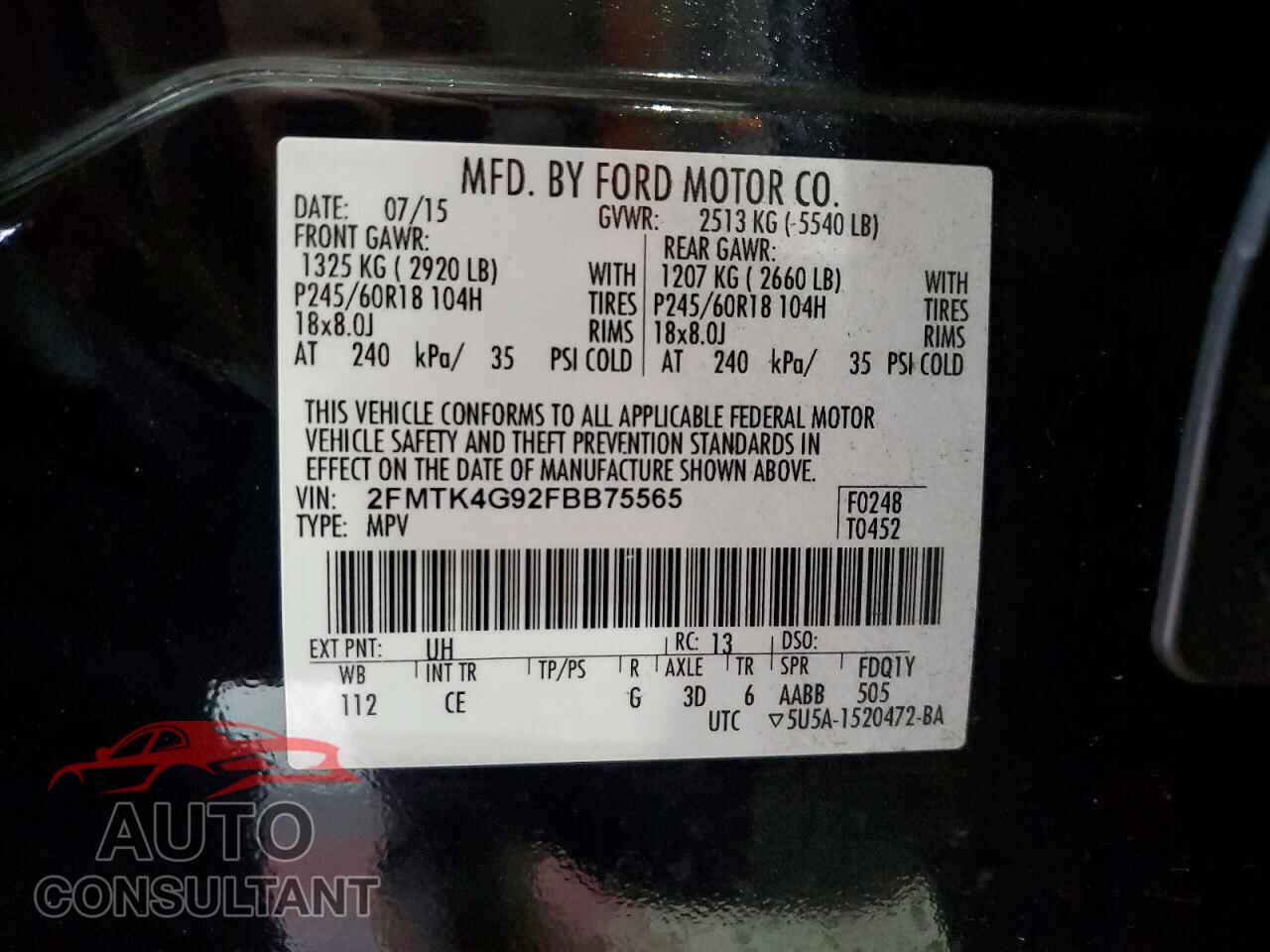 FORD EDGE 2015 - 2FMTK4G92FBB75565