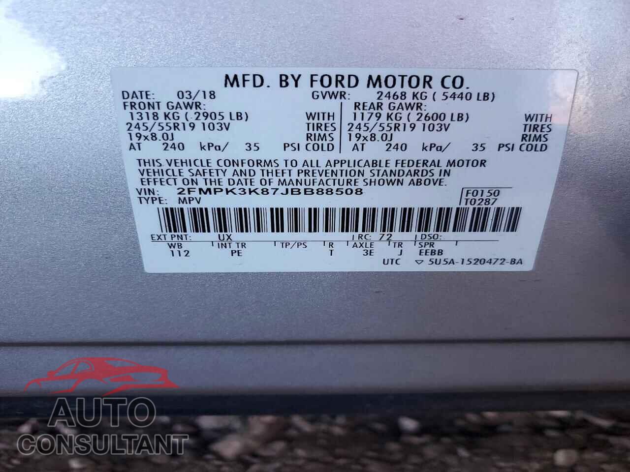 FORD EDGE 2018 - 2FMPK3K87JBB88508