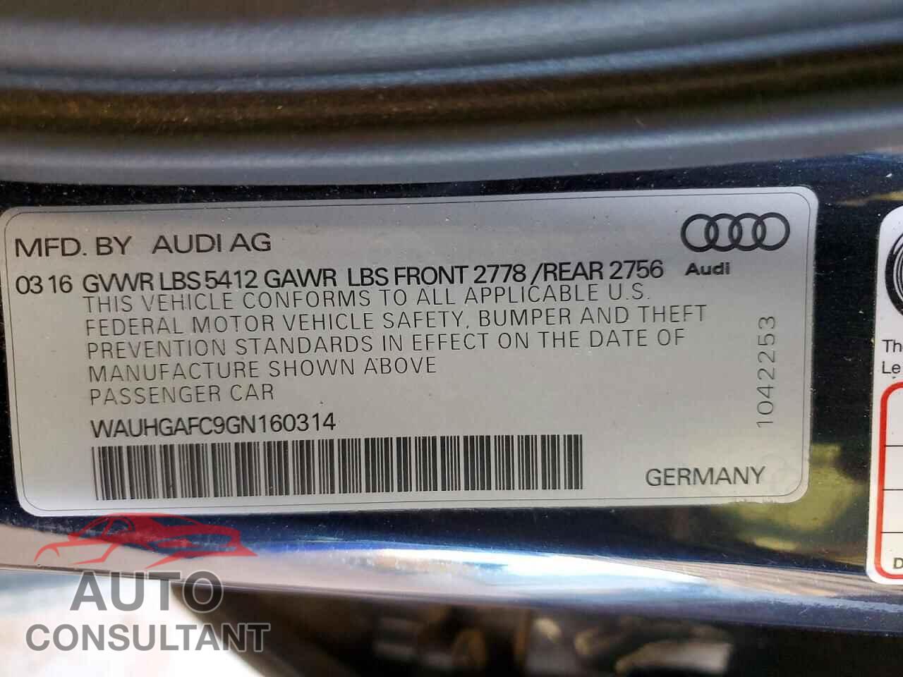 AUDI A6 2016 - WAUHGAFC9GN160314