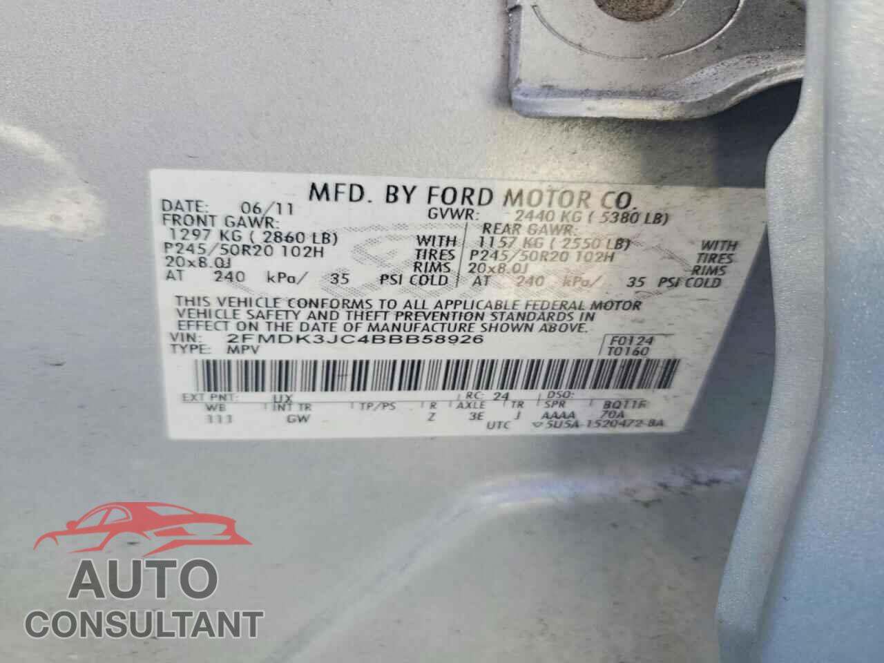 FORD EDGE 2011 - 2FMDK3JC4BBB58926