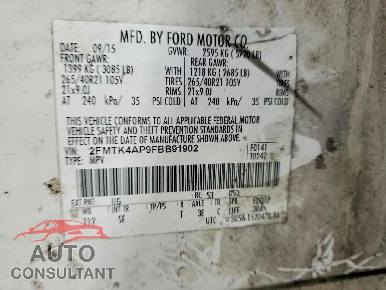 FORD EDGE 2015 - 2FMTK4AP9FBB91902