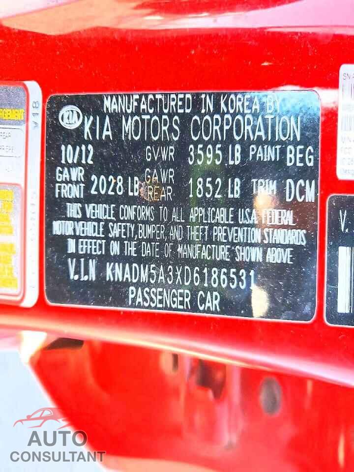 KIA RIO 2013 - KNADM5A3XD6186531