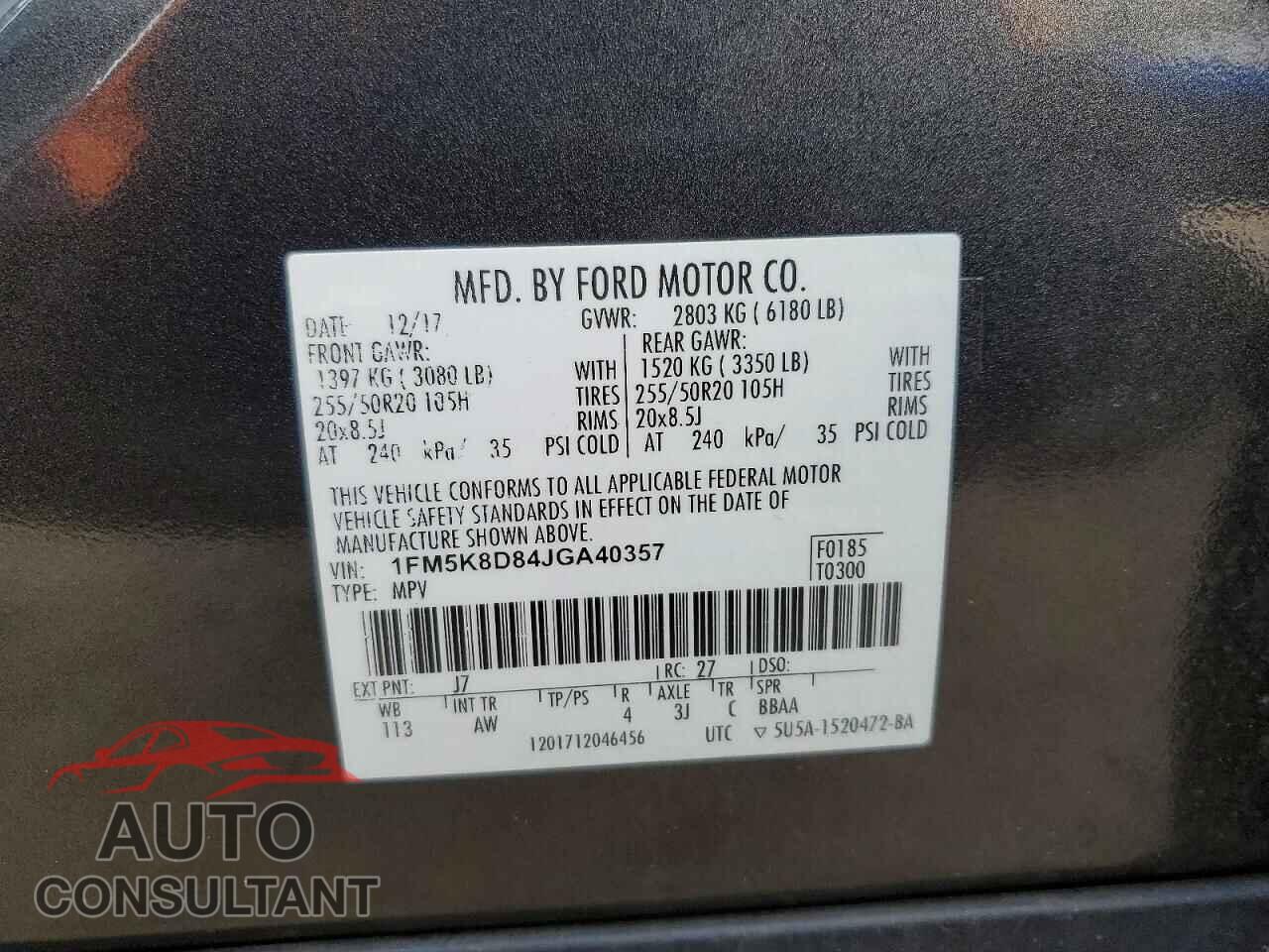 FORD EXPLORER 2018 - 1FM5K8D84JGA40357