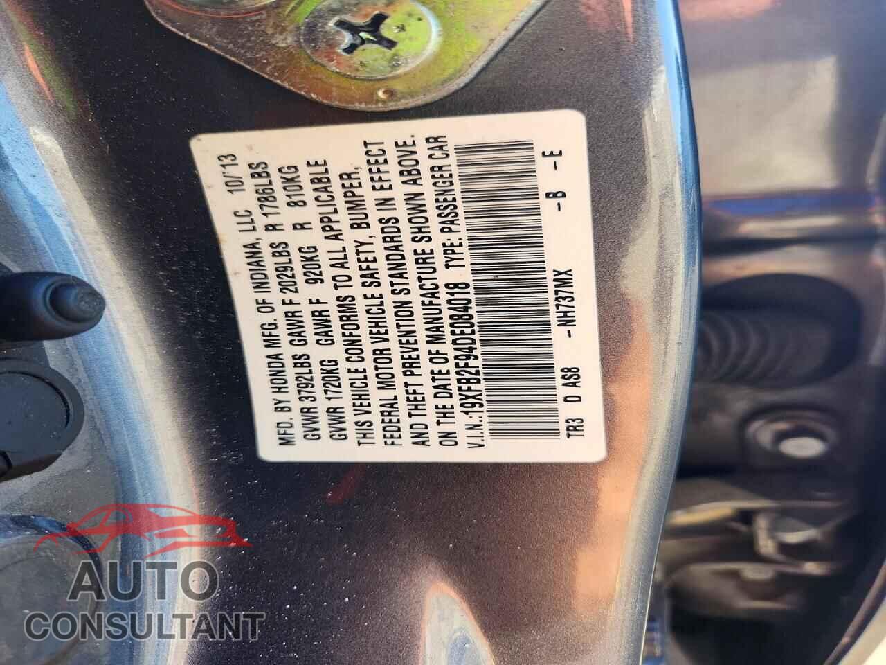 HONDA CIVIC 2013 - 19XFB2F94DE084018