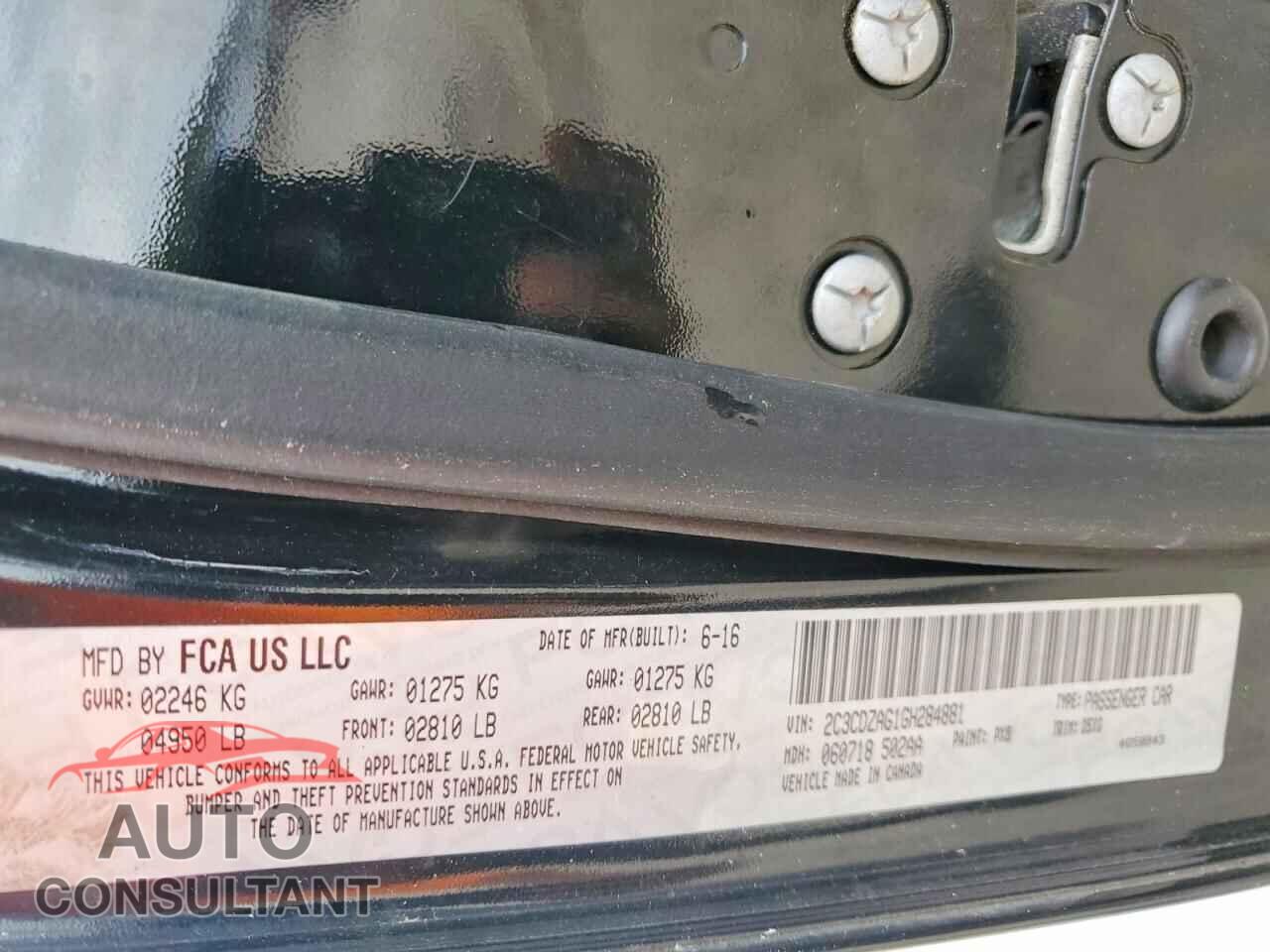 DODGE CHALLENGER 2016 - 2C3CDZAG1GH284881