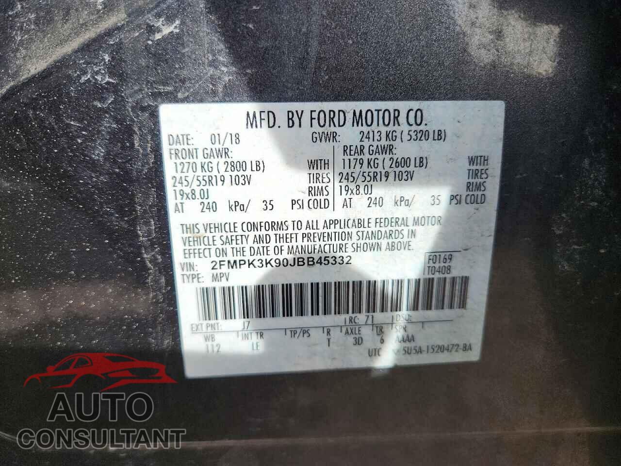 FORD EDGE 2018 - 2FMPK3K90JBB45332