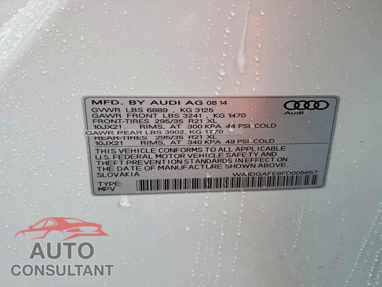 AUDI Q7 2015 - WA1DGAFE8FD005657