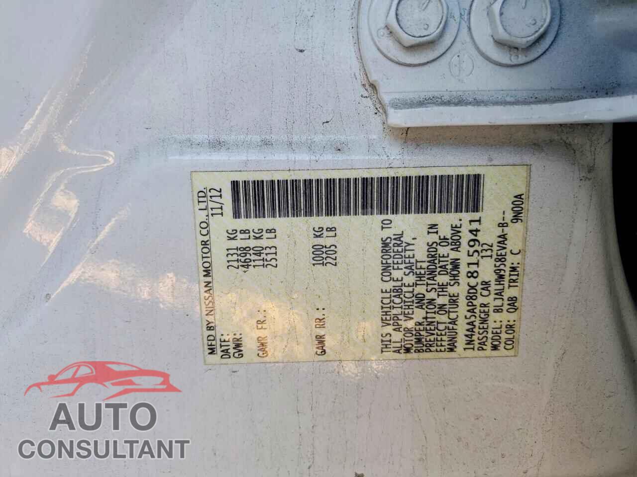 NISSAN MAXIMA 2013 - 1N4AA5AP8DC815941
