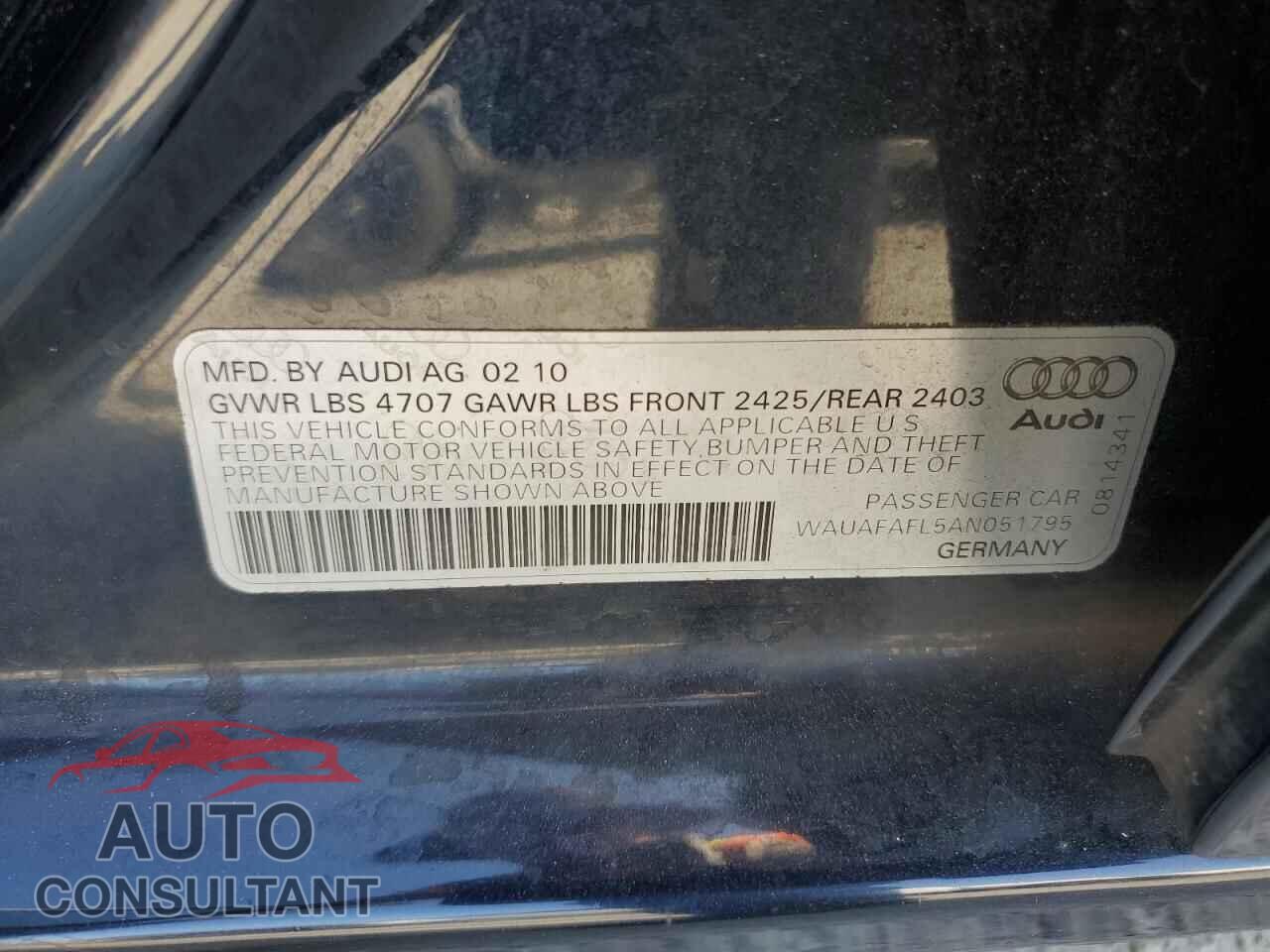 AUDI A4 2010 - WAUAFAFL5AN051795