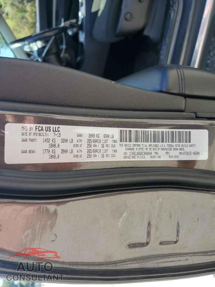DODGE DURANGO 2019 - 1C4RDJAG6KC848494