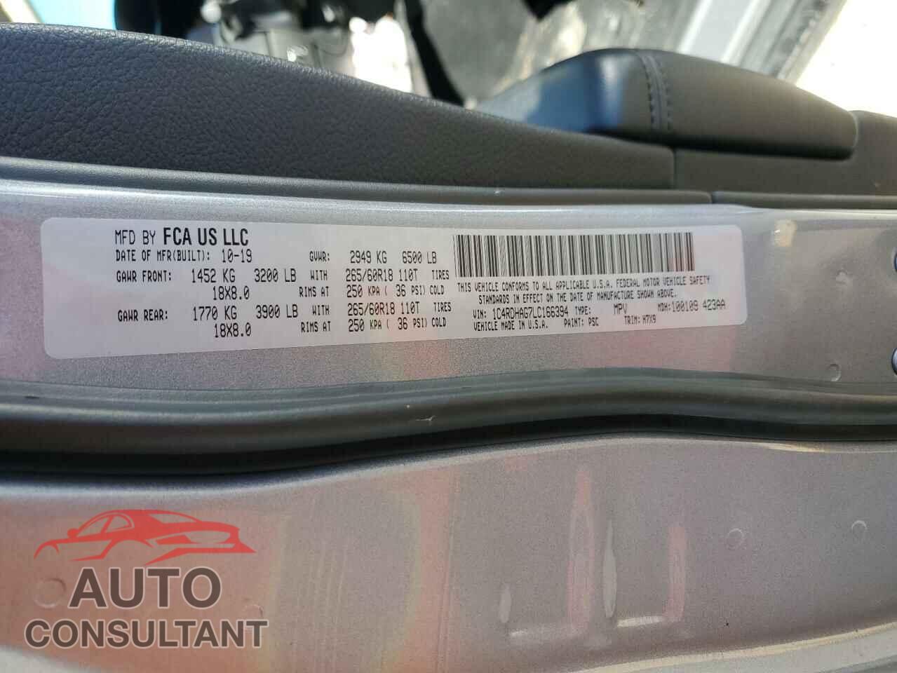 DODGE DURANGO 2020 - 1C4RDHAG7LC166394