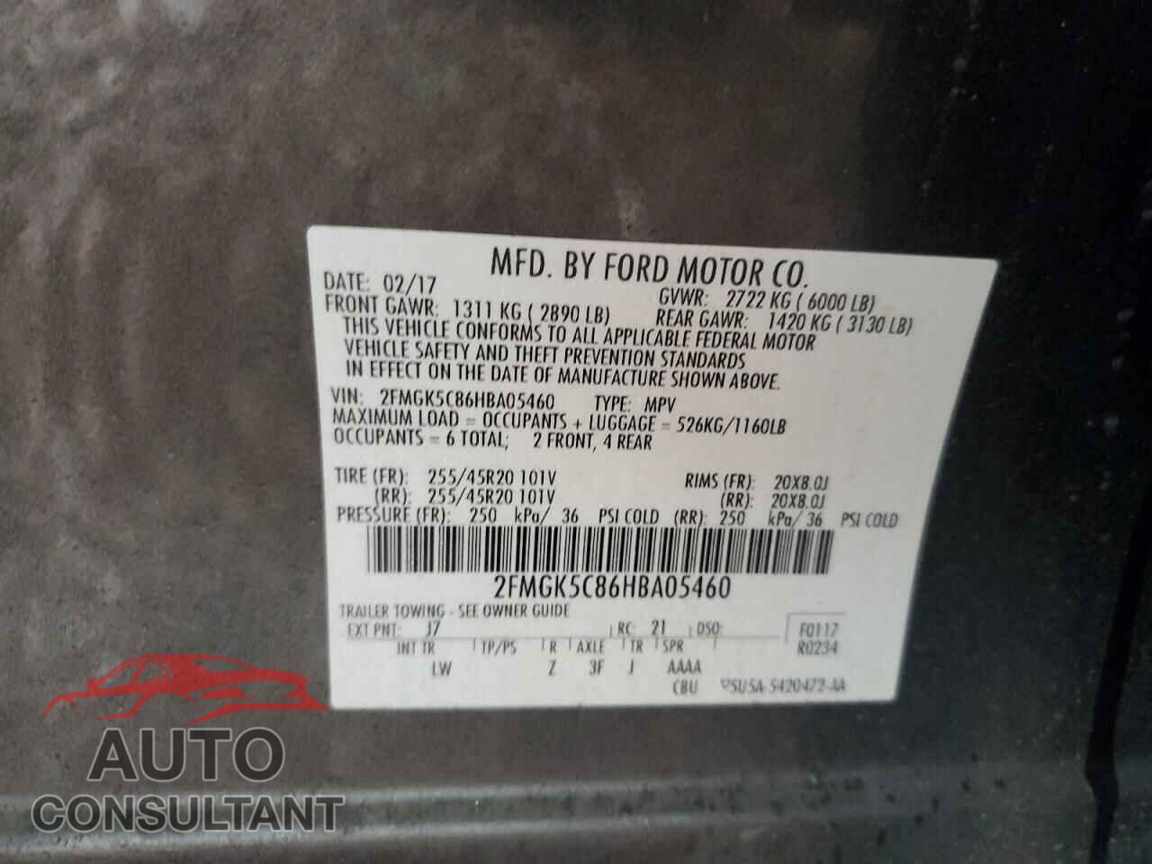 FORD FLEX 2017 - 2FMGK5C86HBA05460