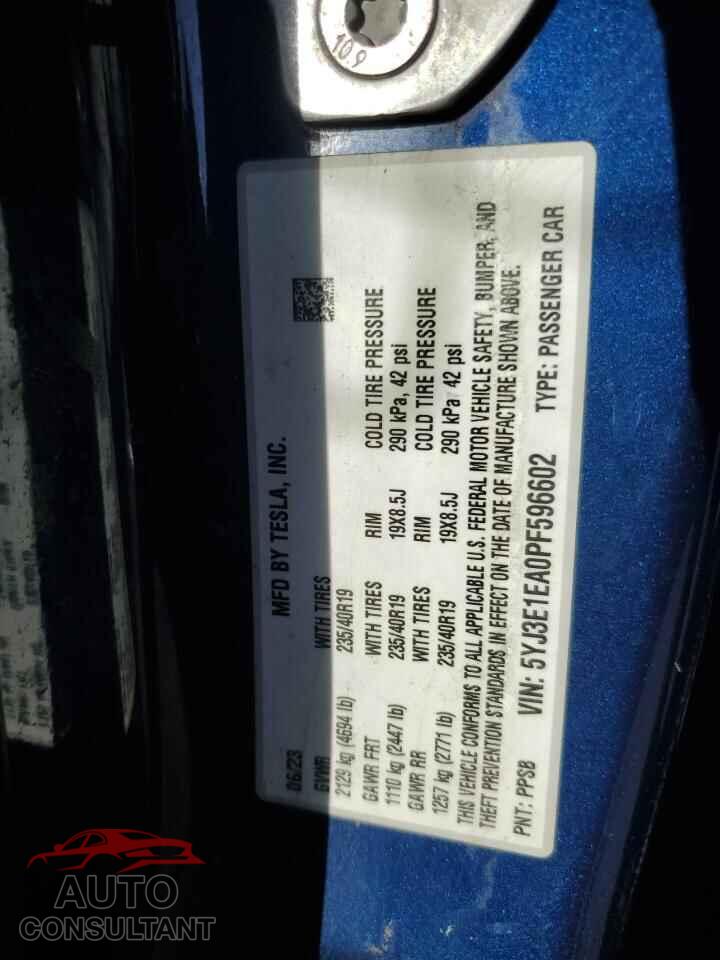 TESLA MODEL 3 2023 - 5YJ3E1EA0PF596602