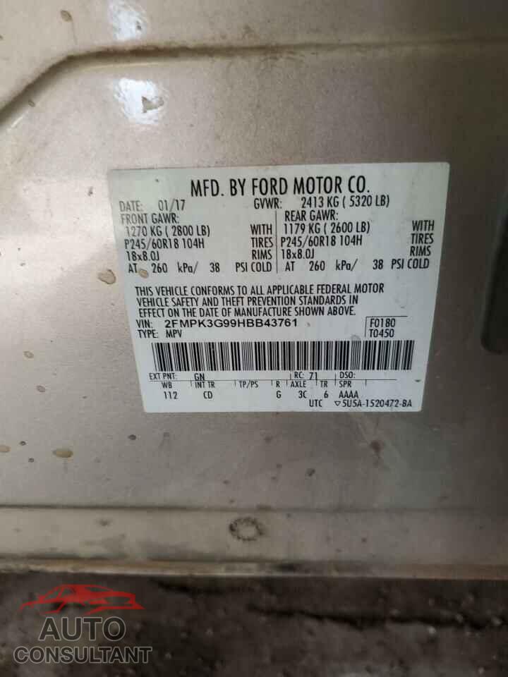 FORD EDGE 2017 - 2FMPK3G99HBB43761
