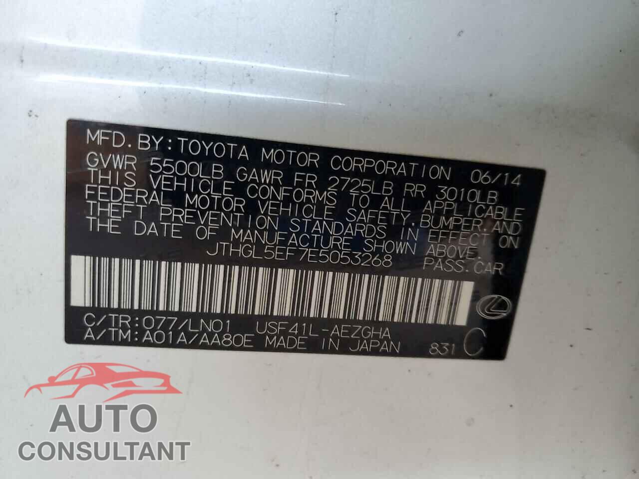 LEXUS LS460 2014 - JTHGL5EF7E5053268