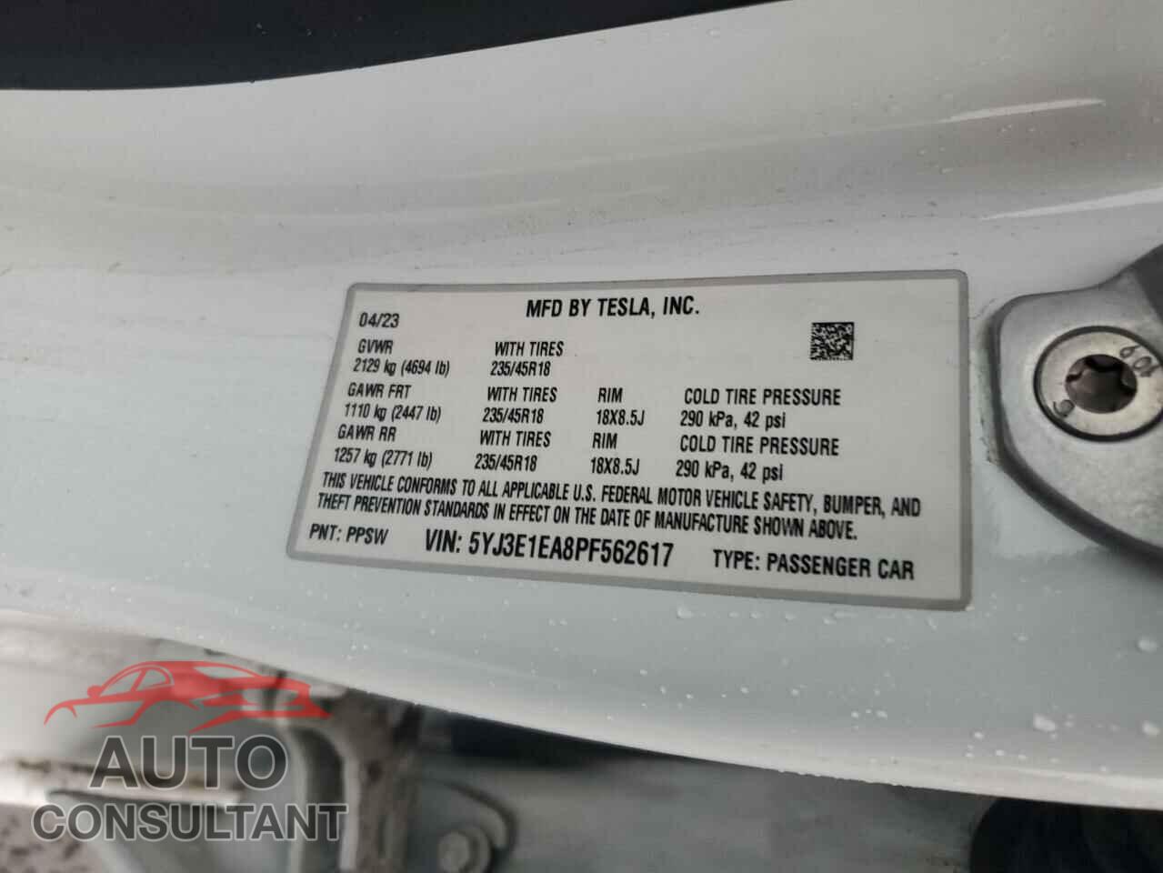 TESLA MODEL 3 2023 - 5YJ3E1EA8PF562617