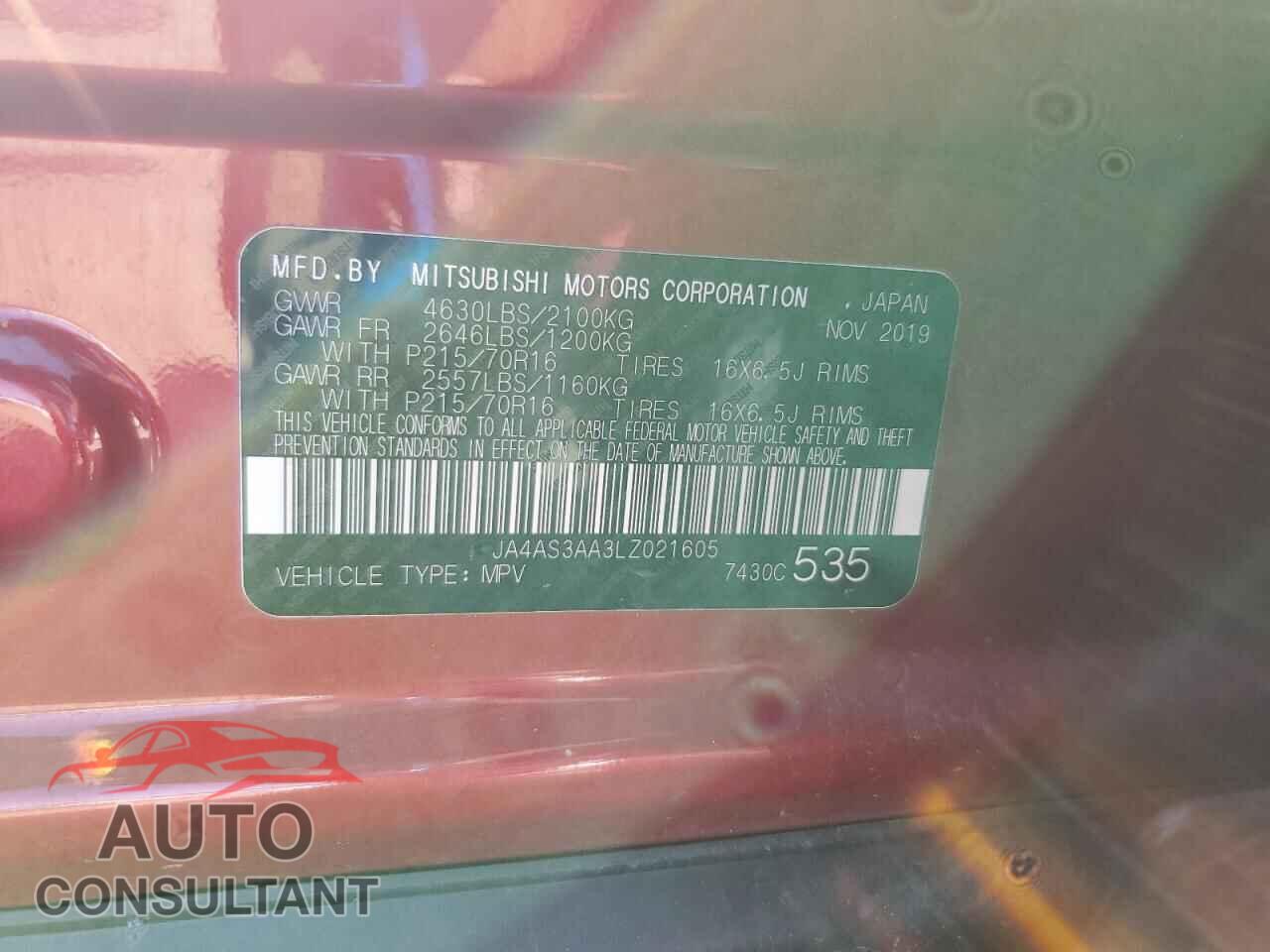 MITSUBISHI ECLIPSE 2020 - JA4AS3AA3LZ021605