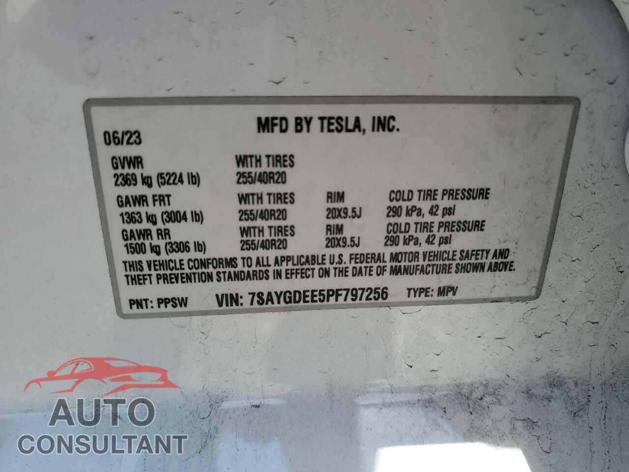 TESLA MODEL Y 2023 - 7SAYGDEE5PF797256