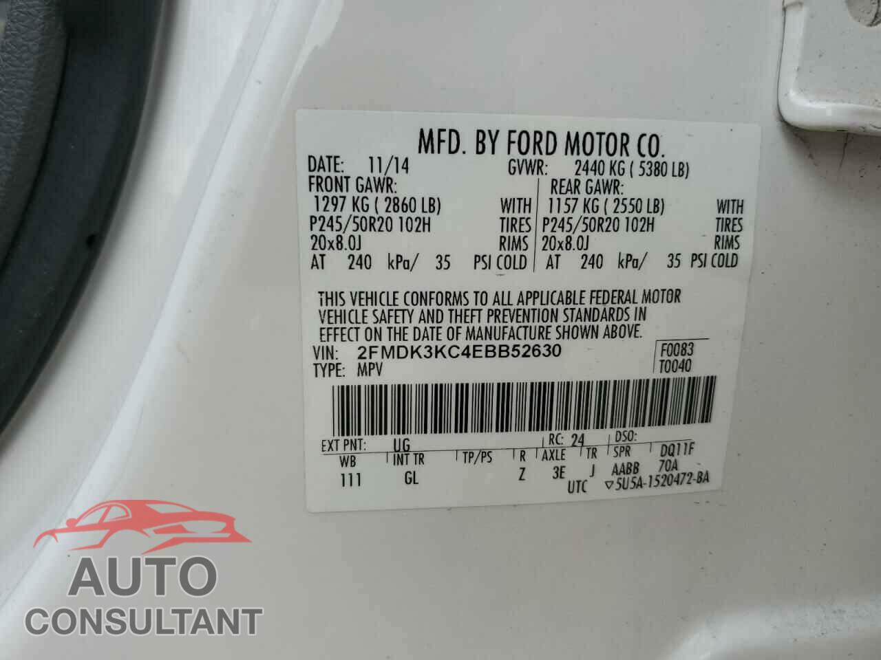 FORD EDGE 2014 - 2FMDK3KC4EBB52630