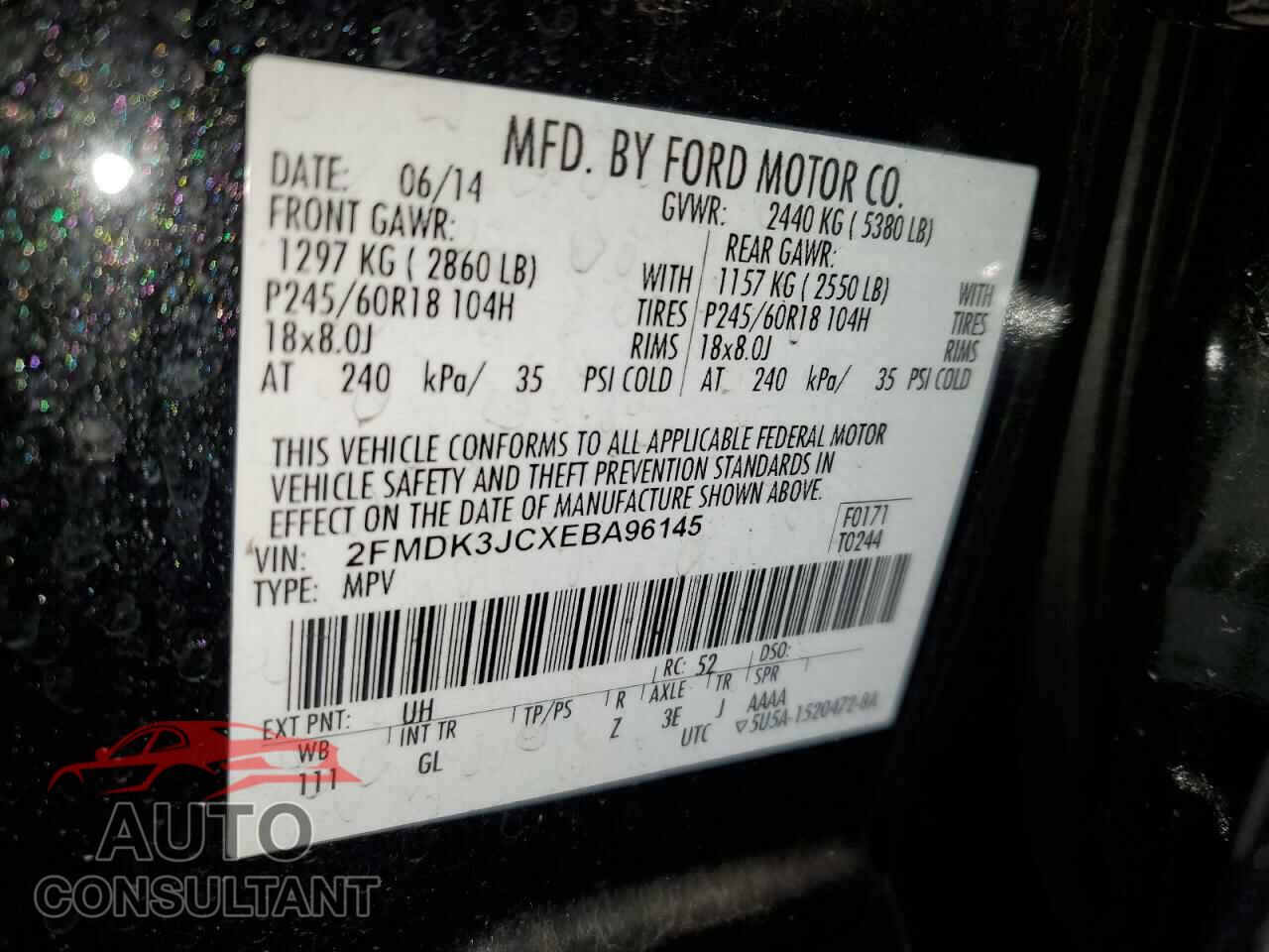 FORD EDGE 2014 - 2FMDK3JCXEBA96145