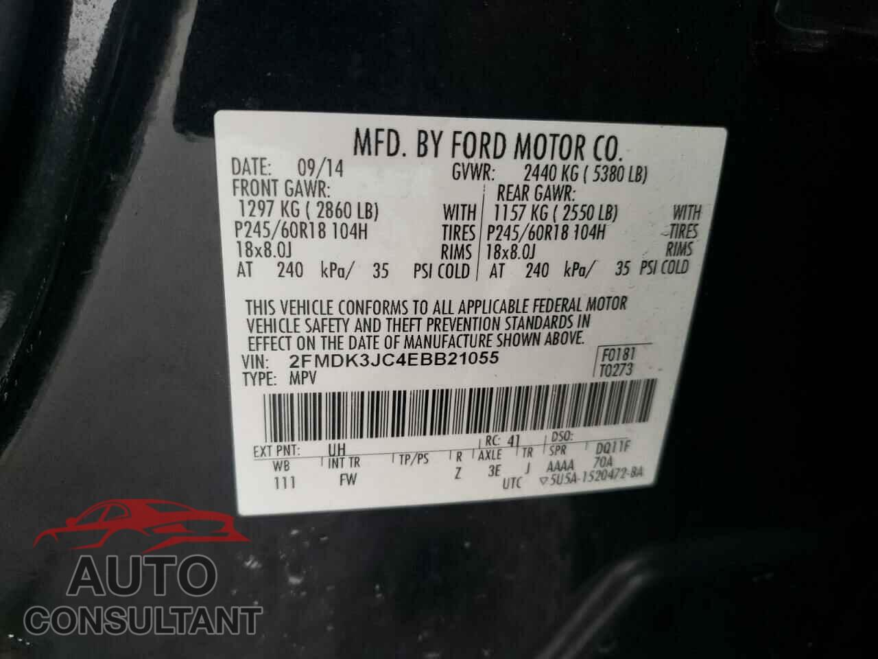 FORD EDGE 2014 - 2FMDK3JC4EBB21055