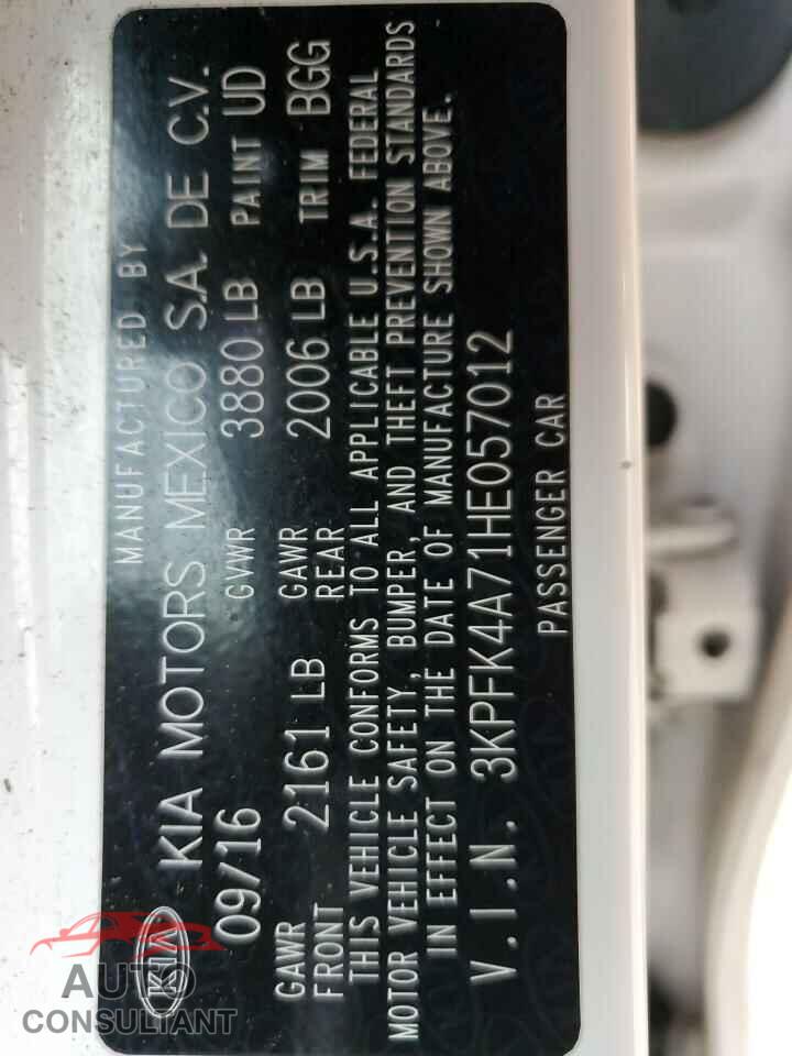 KIA FORTE 2017 - 3KPFK4A71HE057012