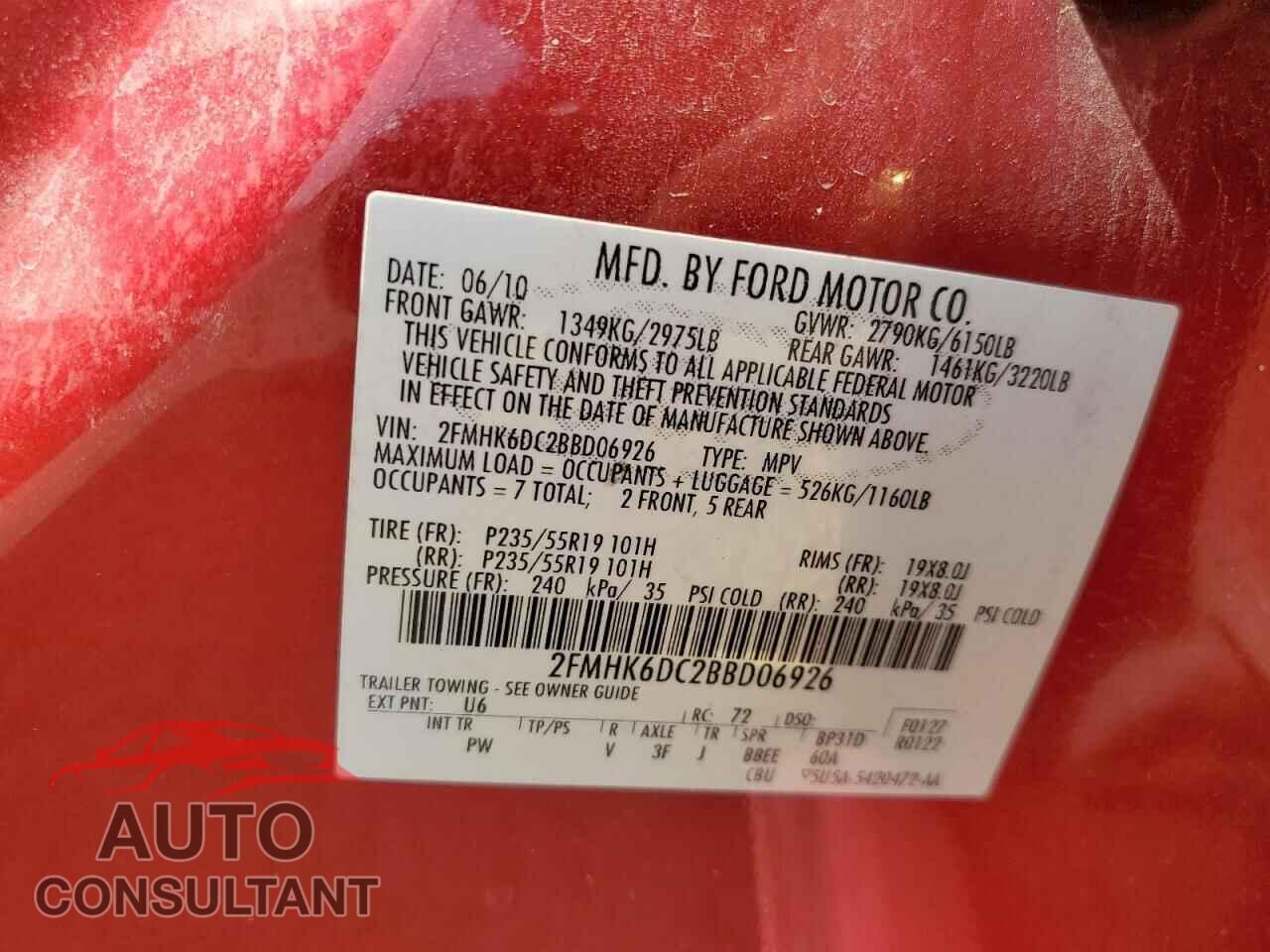 FORD FLEX 2011 - 2FMHK6DC2BBD06926