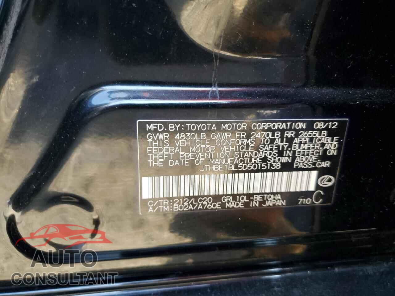 LEXUS GS350 2013 - JTHBE1BL5D5015138