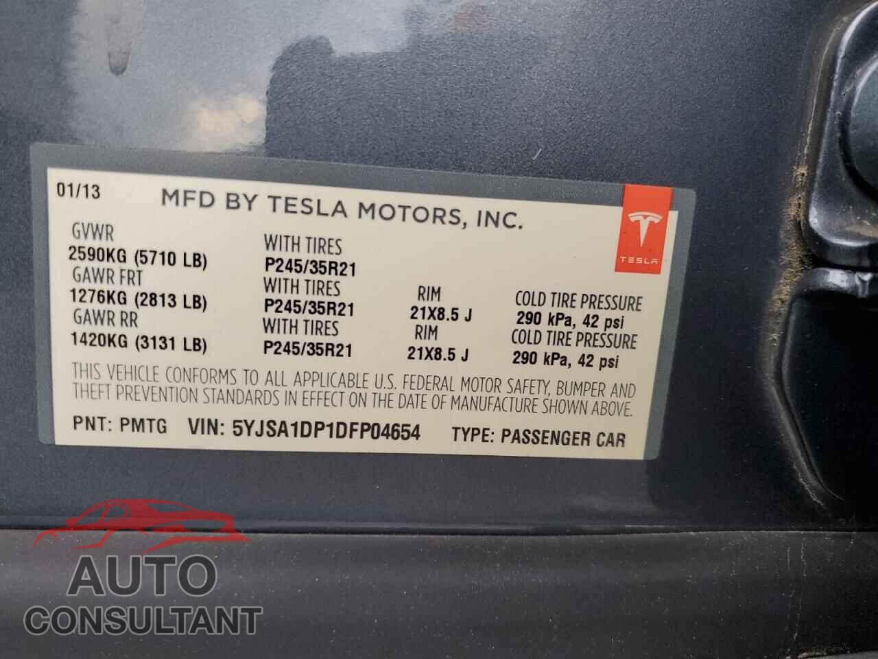 TESLA MODEL S 2013 - 5YJSA1DP1DFP04654