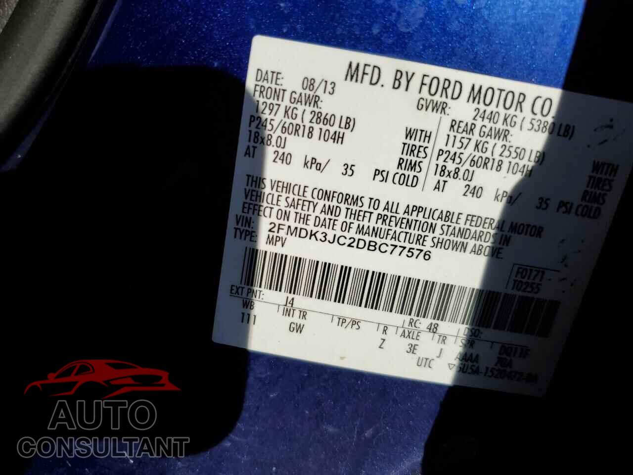 FORD EDGE 2013 - 2FMDK3JC2DBC77576