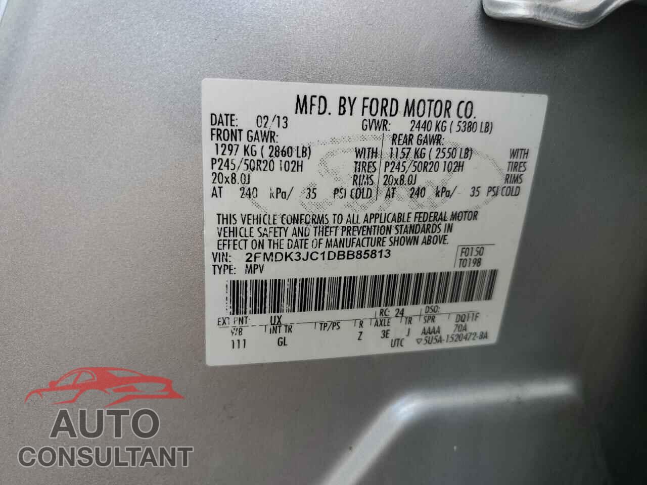 FORD EDGE 2013 - 2FMDK3JC1DBB85813