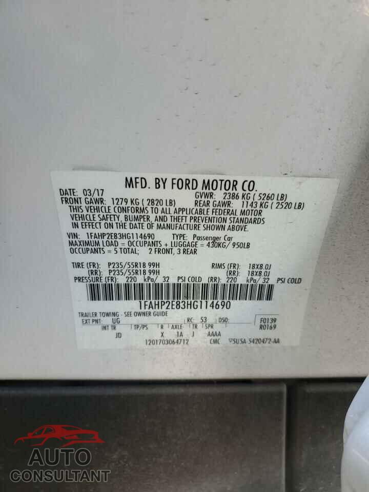FORD TAURUS 2017 - 1FAHP2E83HG114690
