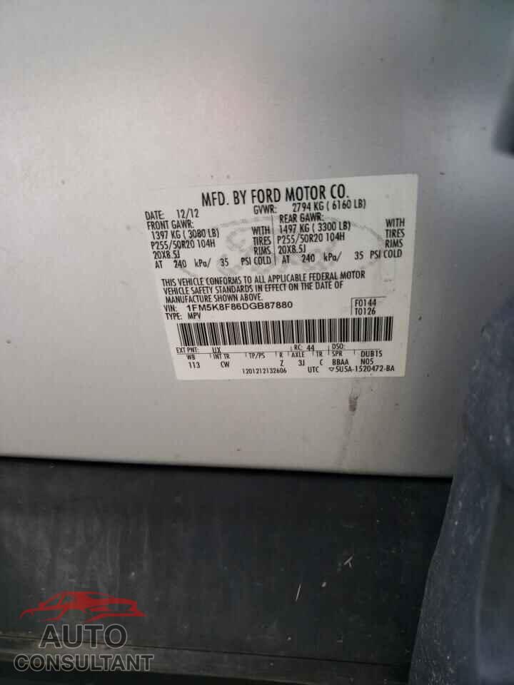 FORD EXPLORER 2013 - 1FM5K8F86DGB87880
