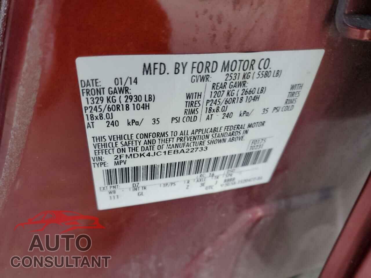 FORD EDGE 2014 - 2FMDK4JC1EBA22733