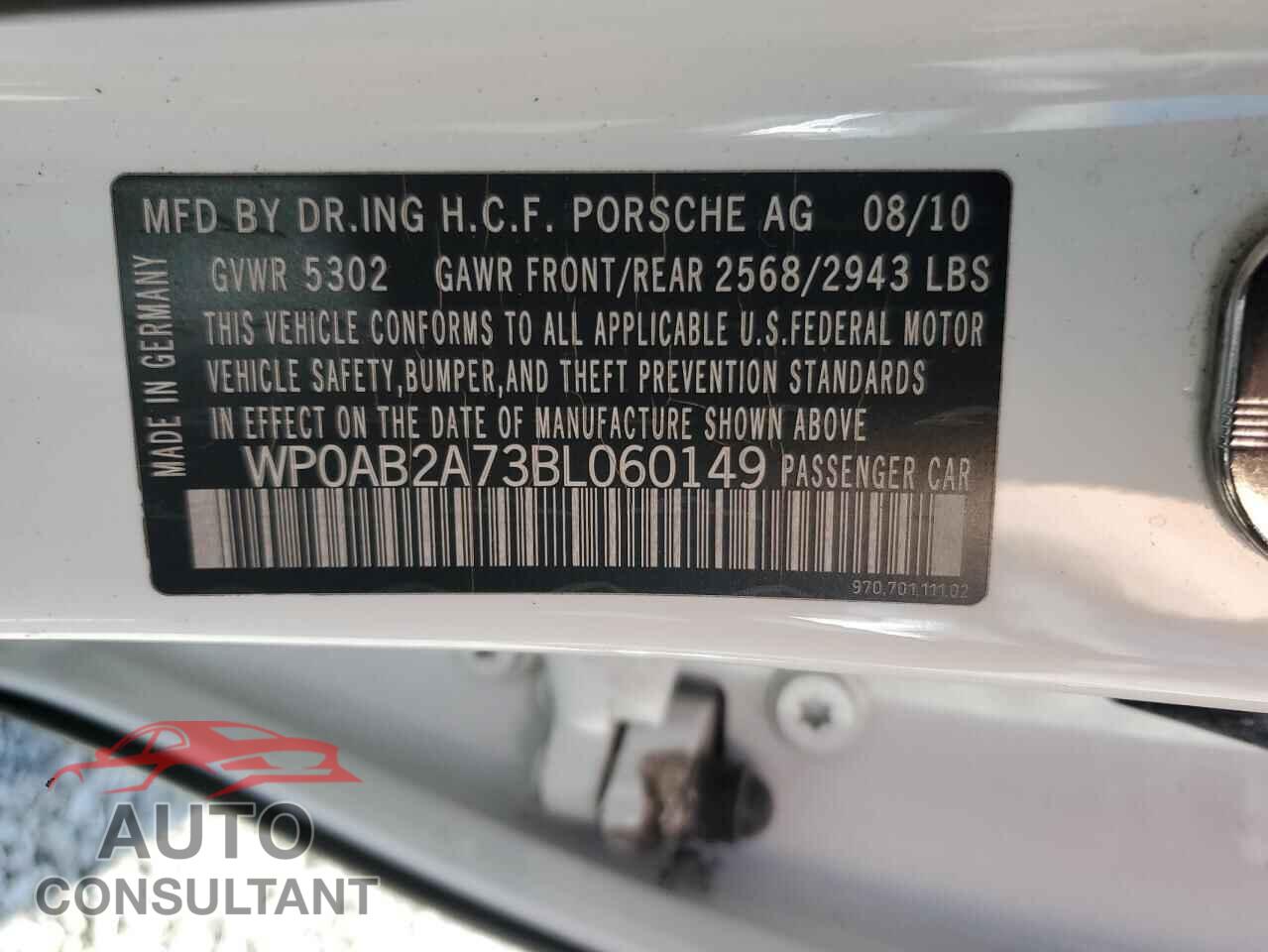 PORSCHE PANAMERA 2011 - WP0AB2A73BL060149