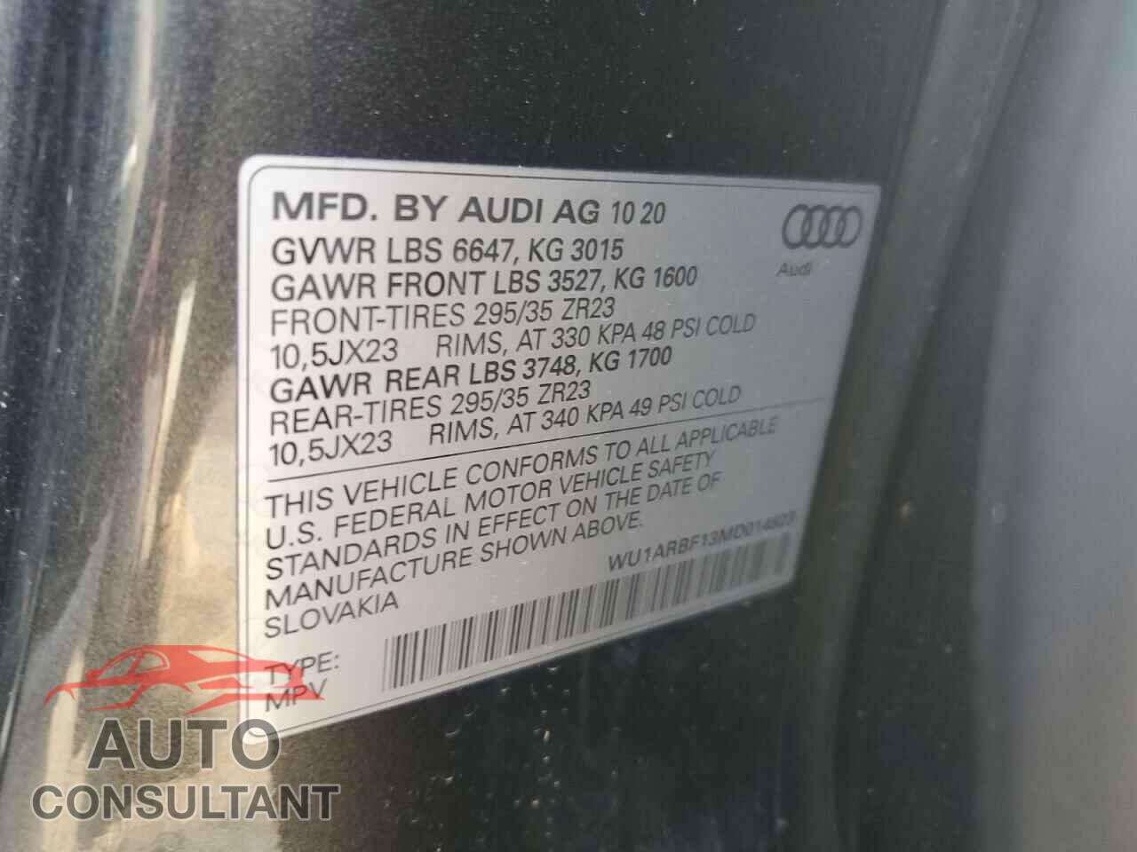 AUDI RS 2021 - WU1ARBF13MD014823