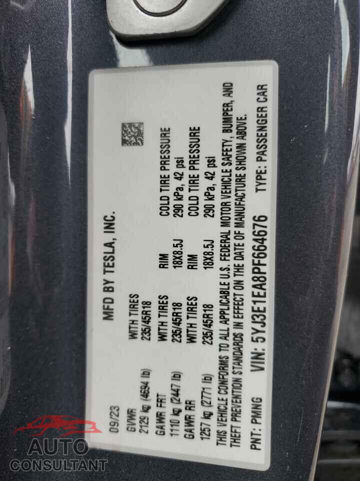 TESLA MODEL 3 2023 - 5YJ3E1EA8PF664676