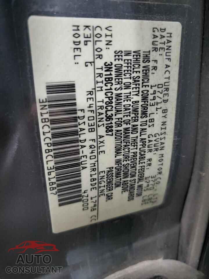 NISSAN VERSA 2012 - 3N1BC1CP8CL361887