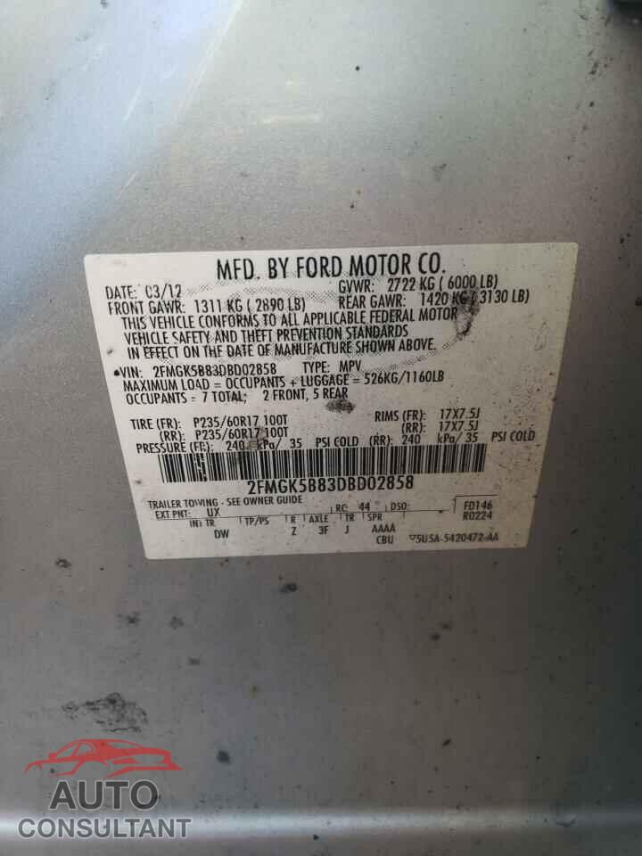 FORD FLEX 2013 - 2FMGK5B83DBD02858