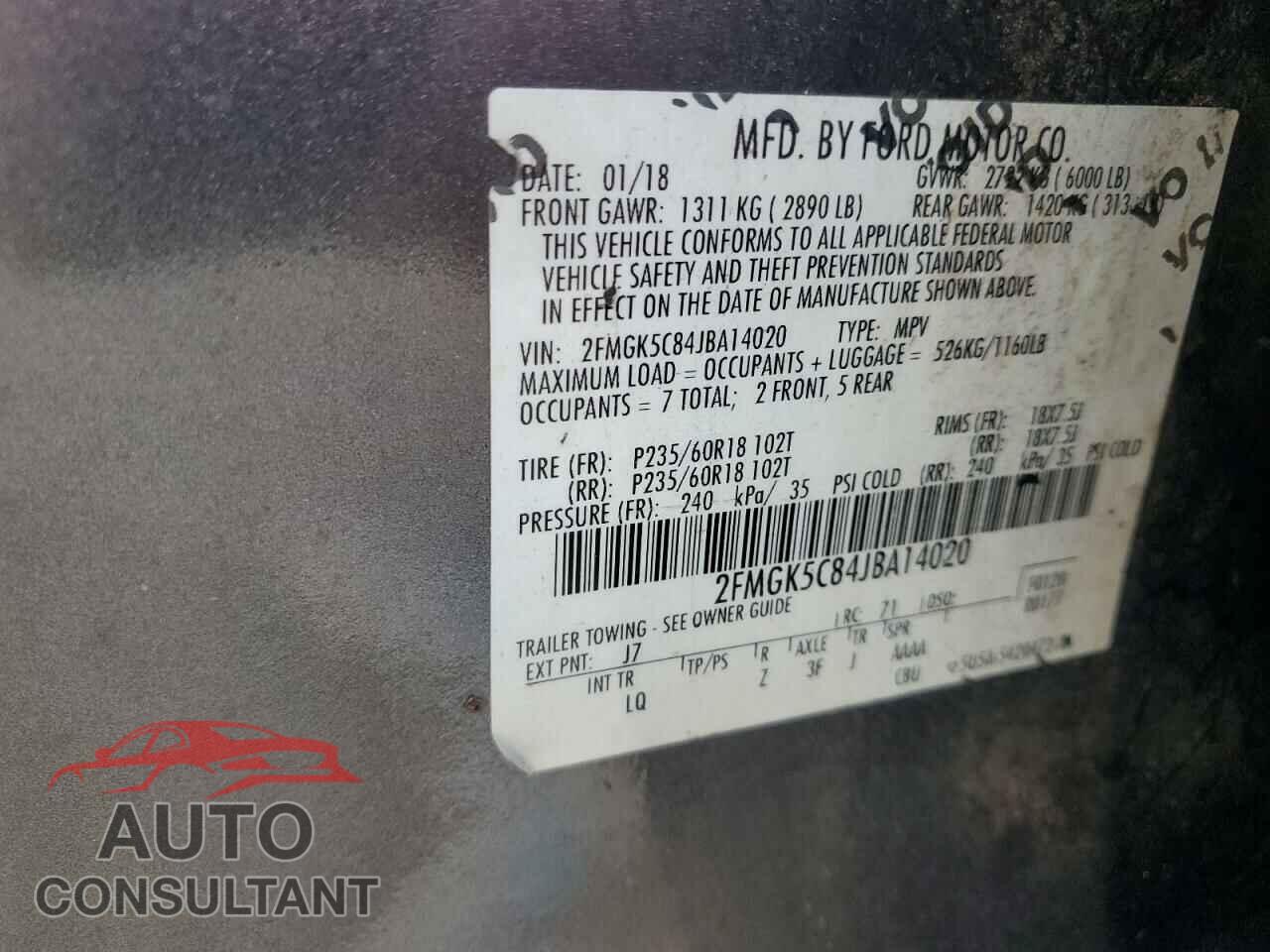 FORD FLEX 2018 - 2FMGK5C84JBA14020