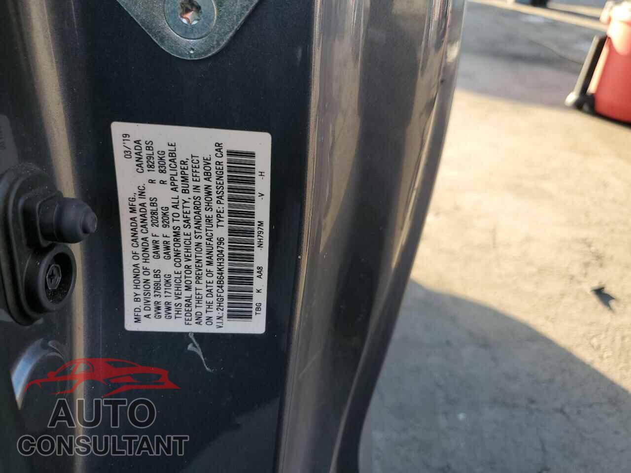 HONDA CIVIC 2019 - 2HGFC4B64KH304796