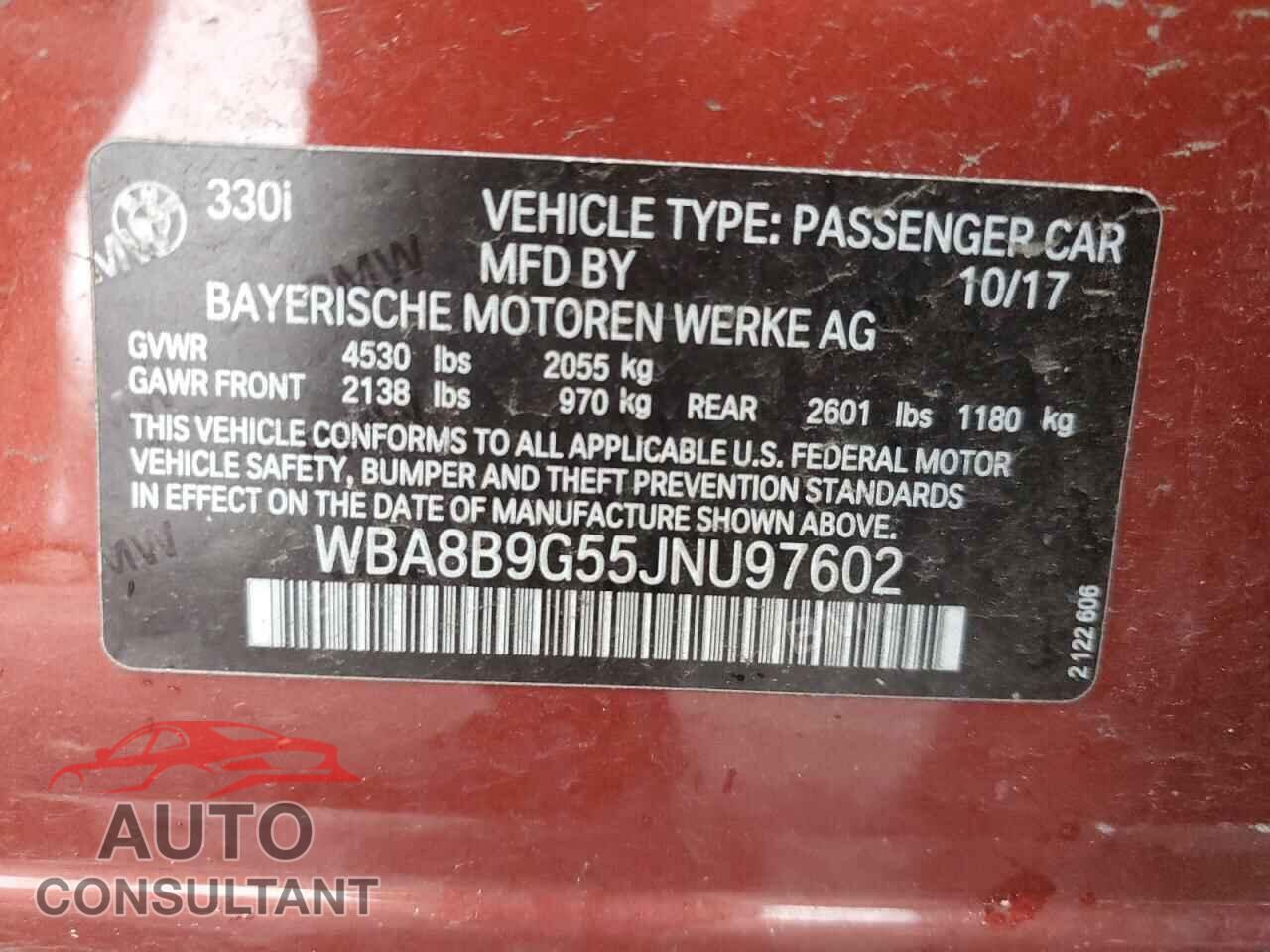 BMW 3 SERIES 2018 - WBA8B9G55JNU97602