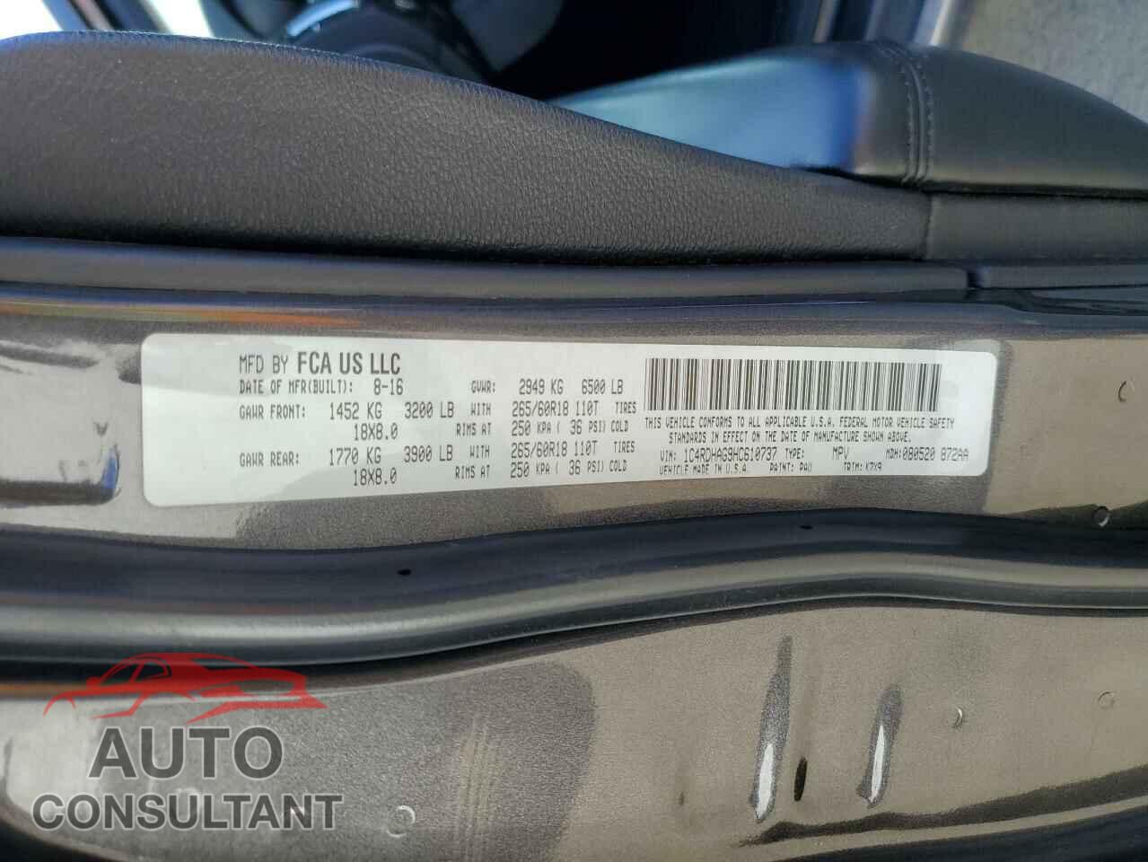 DODGE DURANGO 2017 - 1C4RDHAG9HC610737