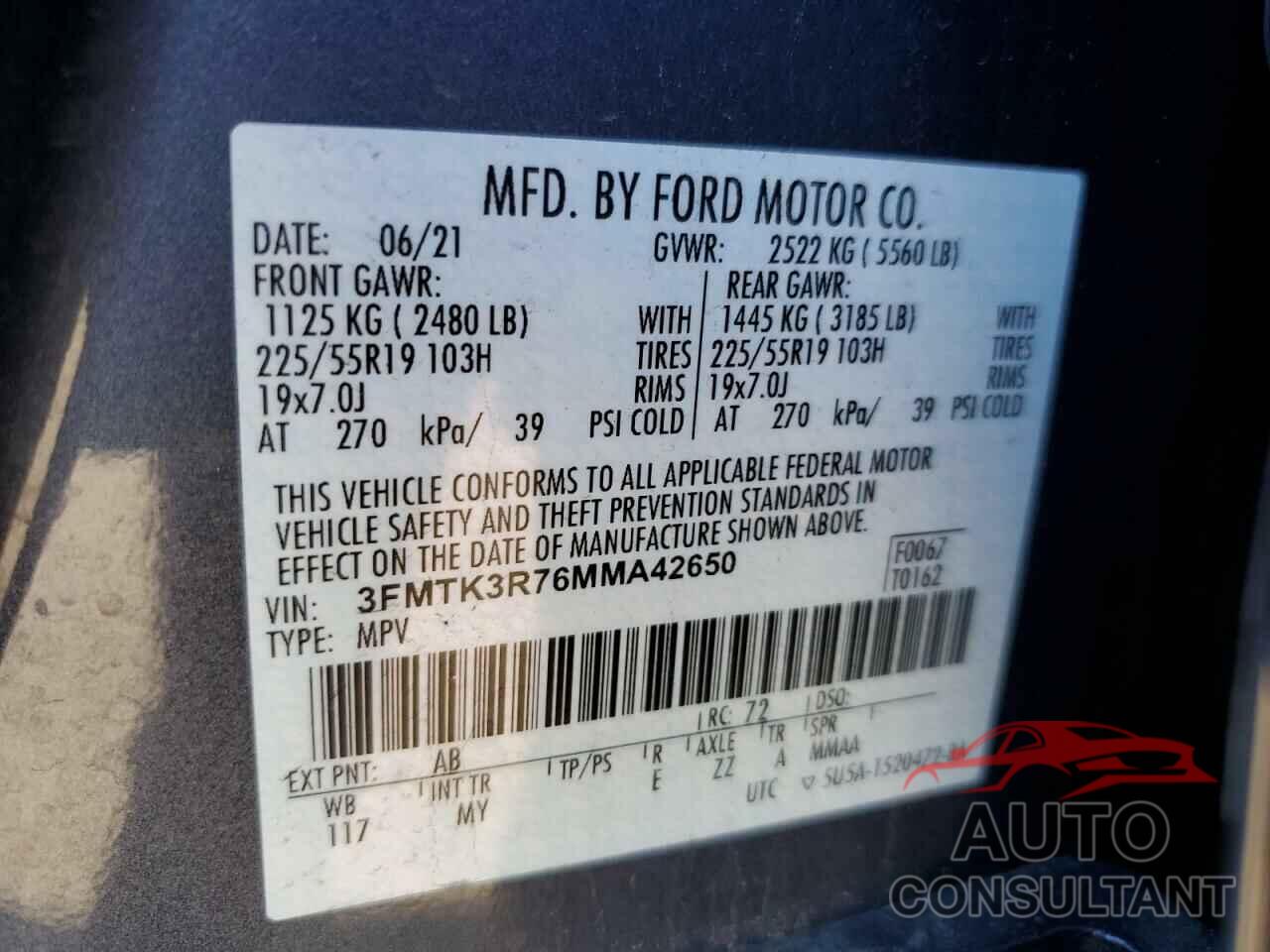 FORD MUSTANG 2021 - 3FMTK3R76MMA42650