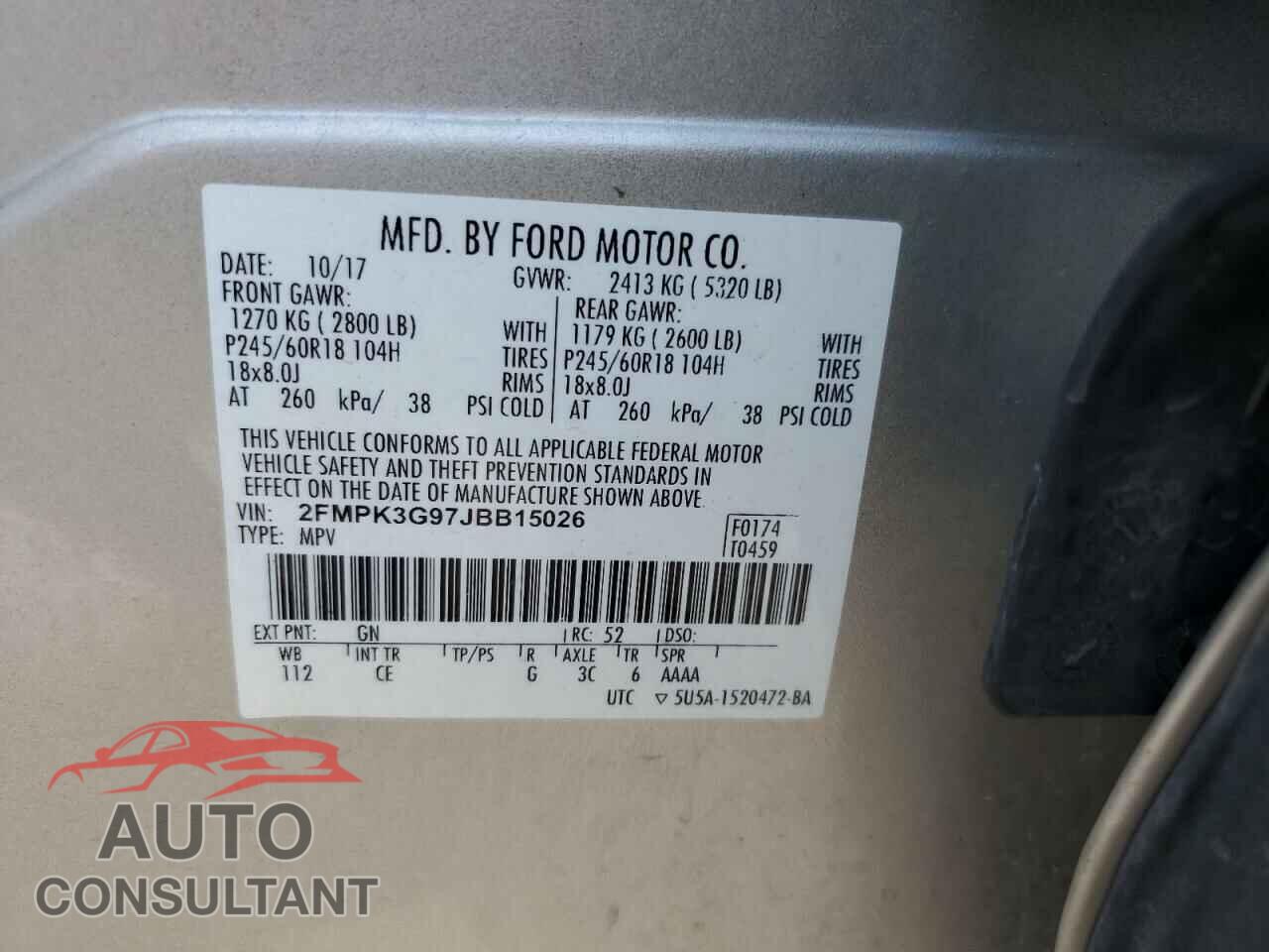 FORD EDGE 2018 - 2FMPK3G97JBB15026