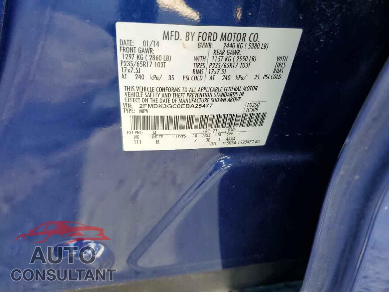 FORD EDGE 2014 - 2FMDK3GC0EBA25477
