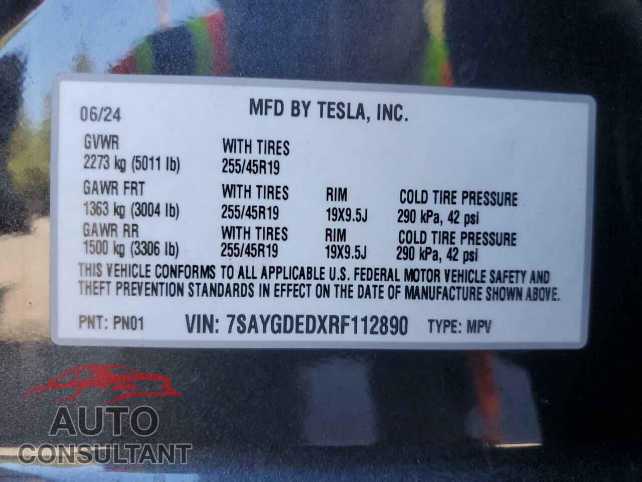 TESLA MODEL Y 2024 - 7SAYGDEDXRF112890