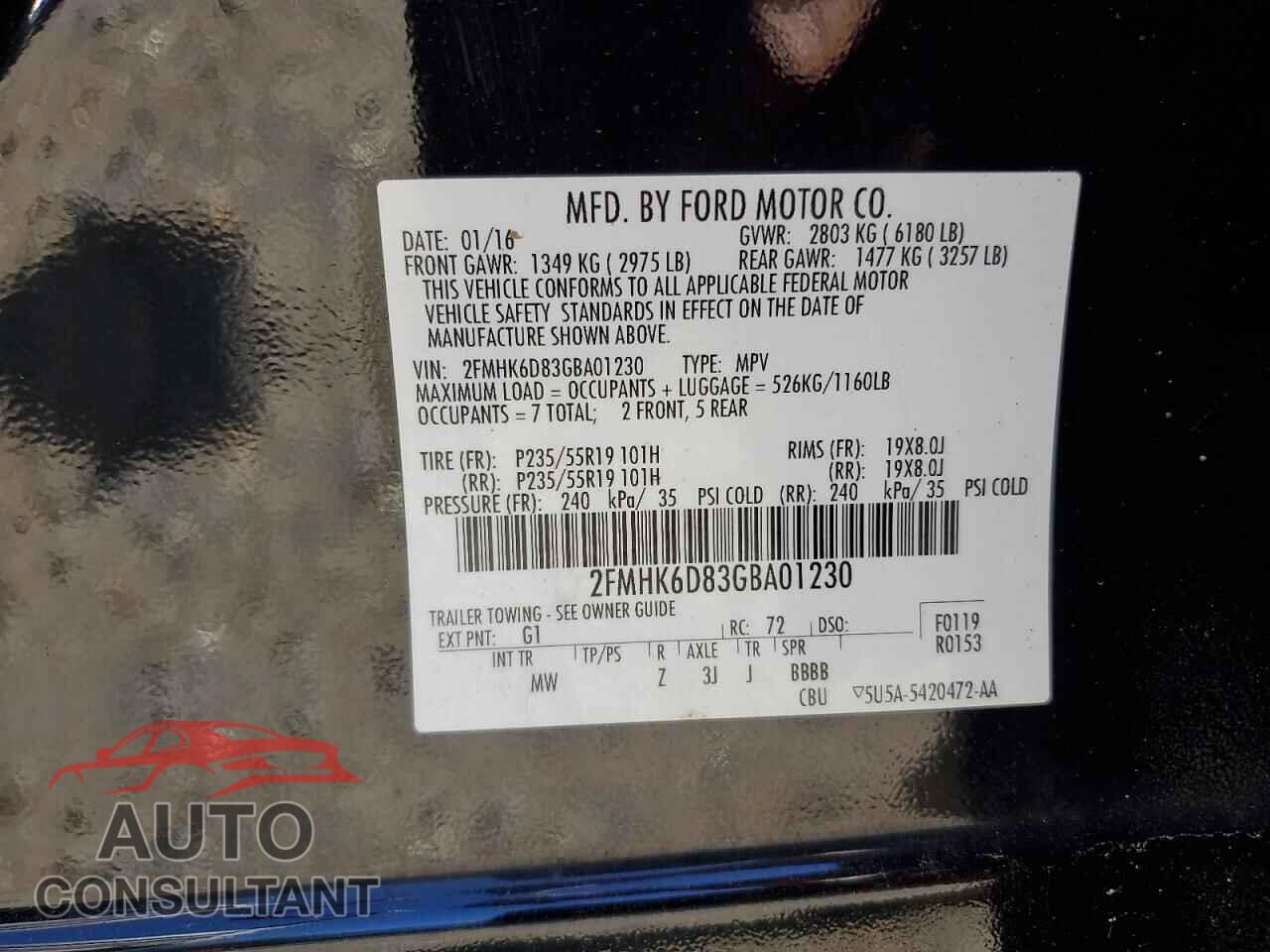 FORD FLEX 2016 - 2FMHK6D83GBA01230