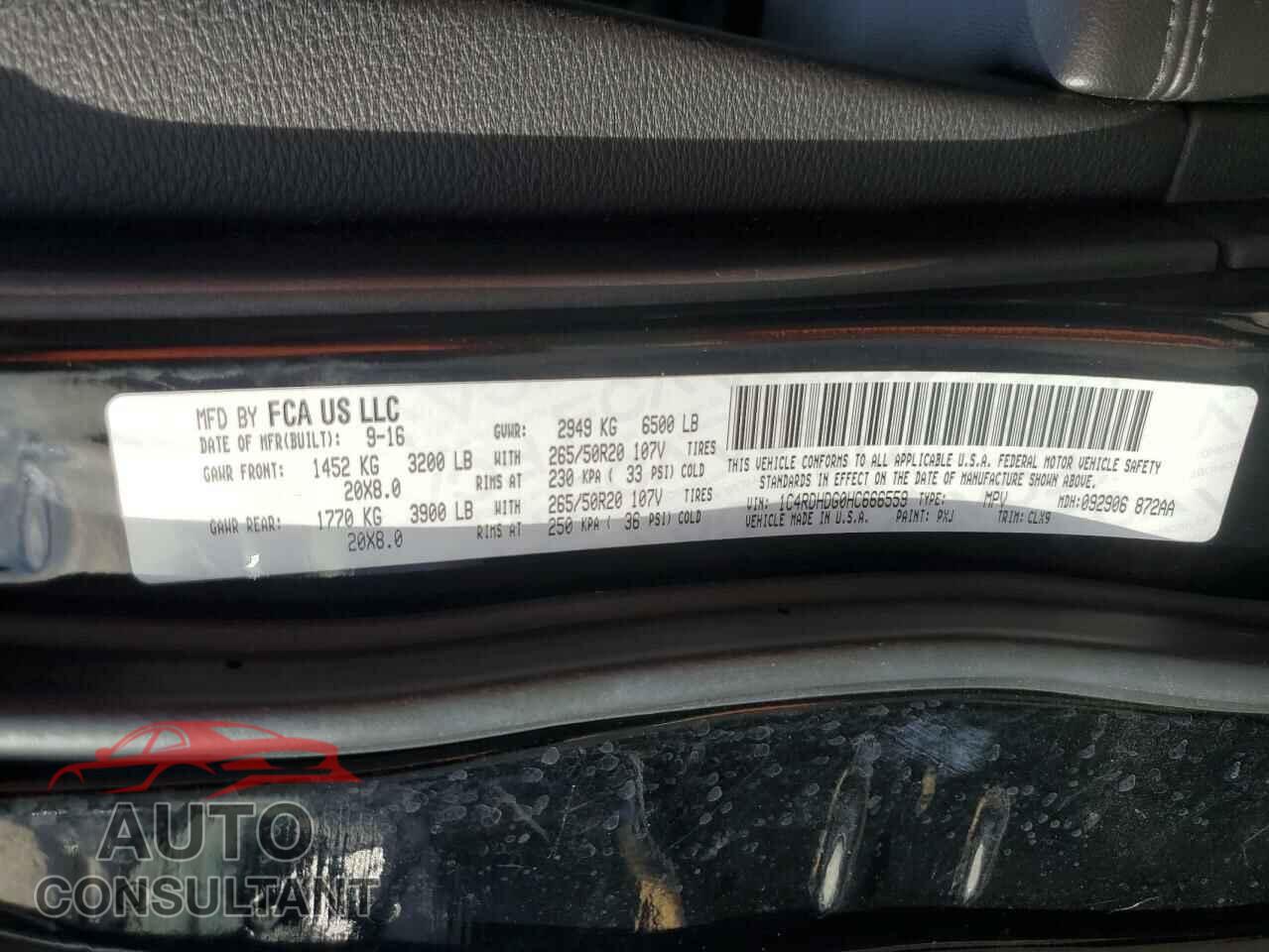 DODGE DURANGO 2017 - 1C4RDHDG0HC666559